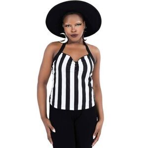 Killstar Little Deetz Striped Halter Top